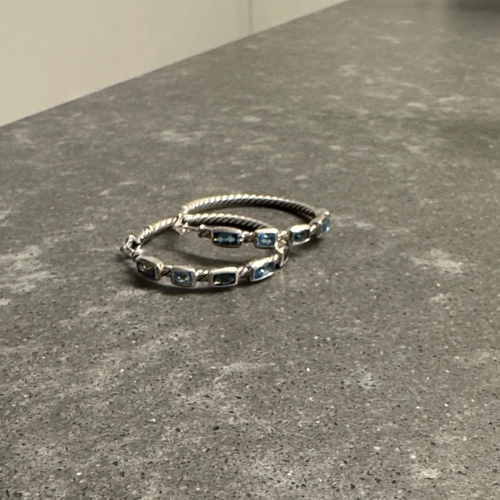 David Yurman Silver earrings with Blue Accents - Picture 1 of 5